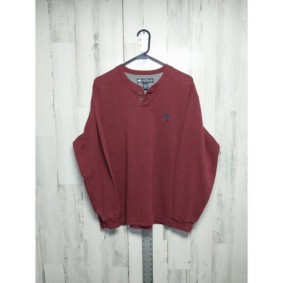 Vintage Men’s Big Dogs Maroon Pullover Fleece Sweatshirt Large 2 Button - Picture 1 of 6